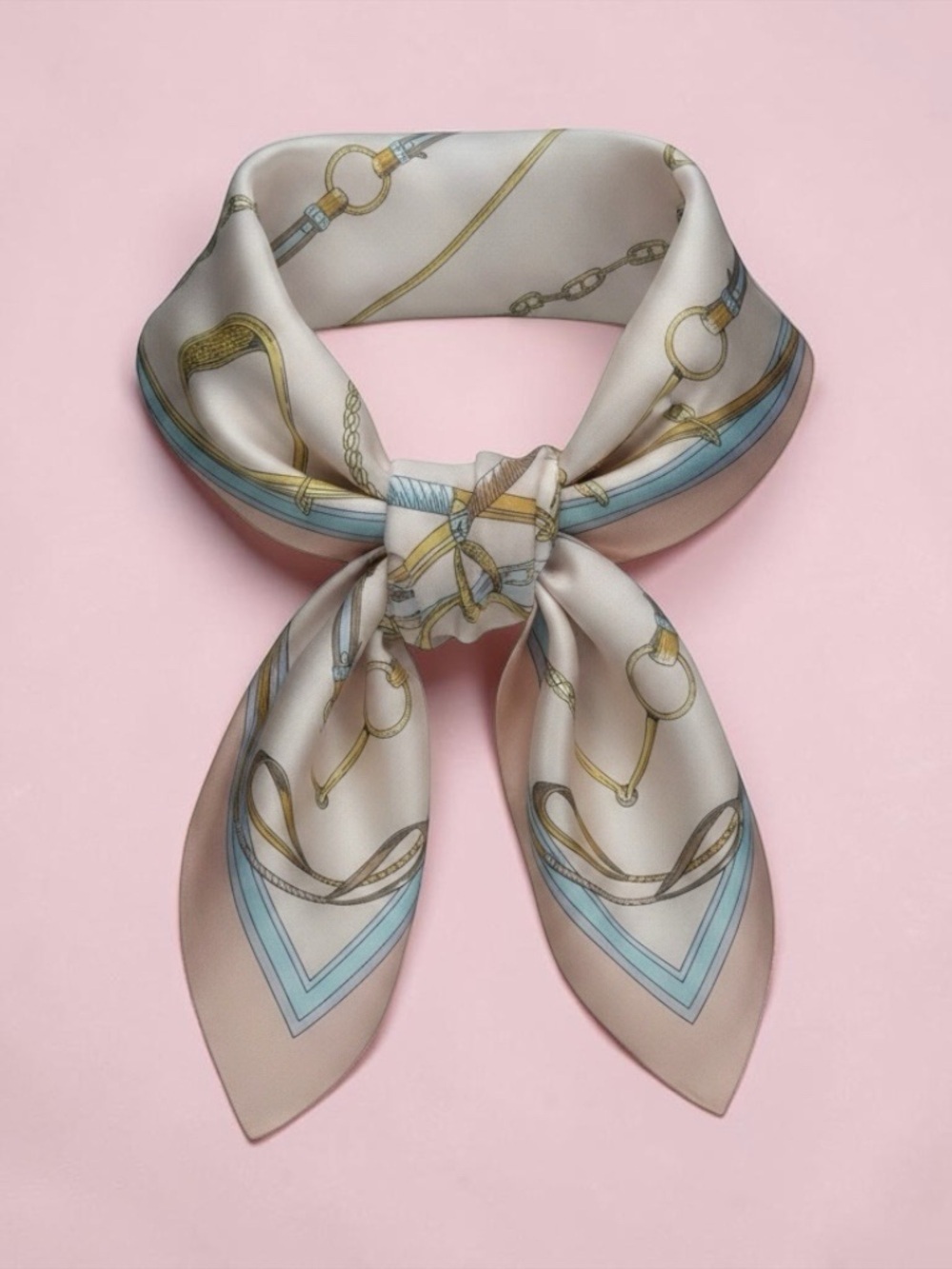 Vintage, Made in Italy JP Collections Pink, White & Gold Equine Print Scarf